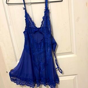 Oh La La Cheri Paris. Blue Lace Chemise Nightdress - Sz XL
